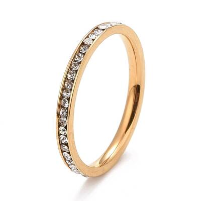 304 Stainless Steel Rhinestone Rings