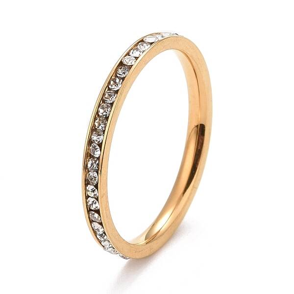 304 Stainless Steel Rhinestone Rings