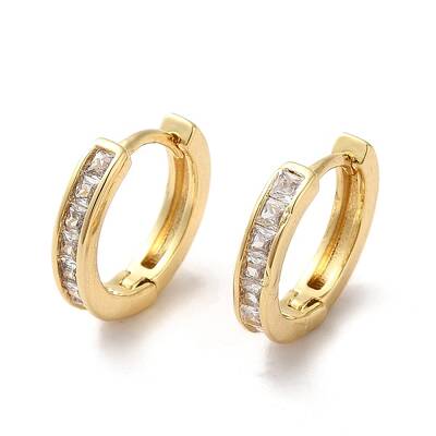 Clear Cubic Zirconia Rectangle Hoop Earrings