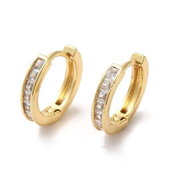 Clear Cubic Zirconia Rectangle Hoop Earrings