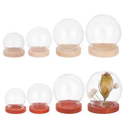 8 Sets 8 Style Round Glass Dome Cover