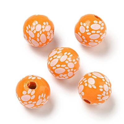 Printed Wood European Beads
