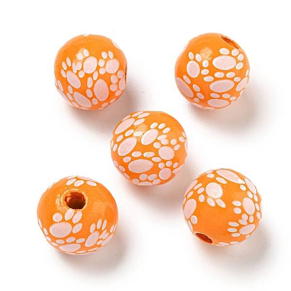Printed Wood European Beads