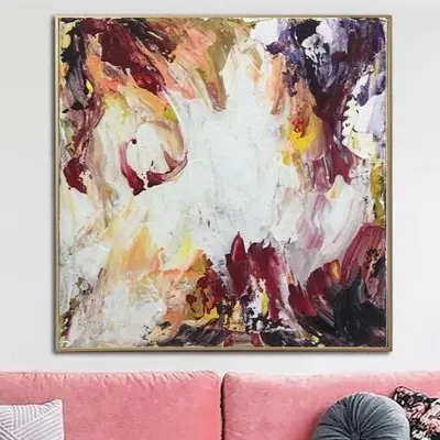 Large Abstract White Painting On Canvas Red Painting Expressionist Art Colorful Textured Canvas Contemporary Art Handmade Art...