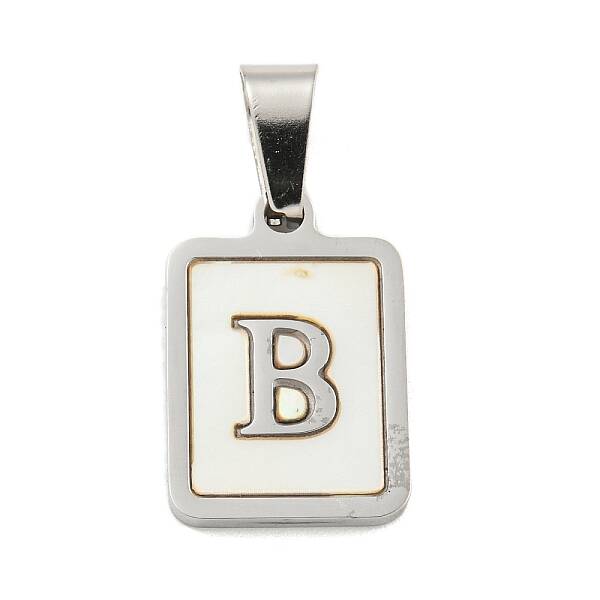 304 Stainless Steel Pave Natural White Shell Pendants