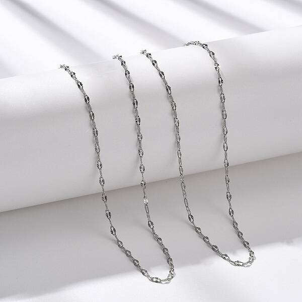 2MM 304 Stainless Steel Textured Dapped Chain Necklaces