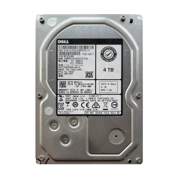 KH21H Dell 4TB 6Gb/s SATA 7200 3.5-Inch Hard Drive