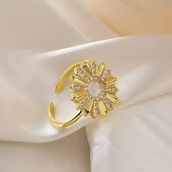 Brass Micro Pave Cubic Zirconia Cuff Rings for Women