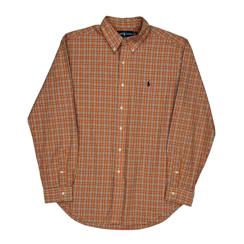 Ralph Lauren Checked Shirt - Large Orange Cotton