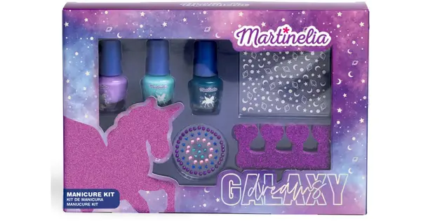 Martinelia Galaxy Dreams Manicure Kit Kids Nail Set 3+ Nail Polish 3pcs + Nail Stickers 2pcs + Finger Divider