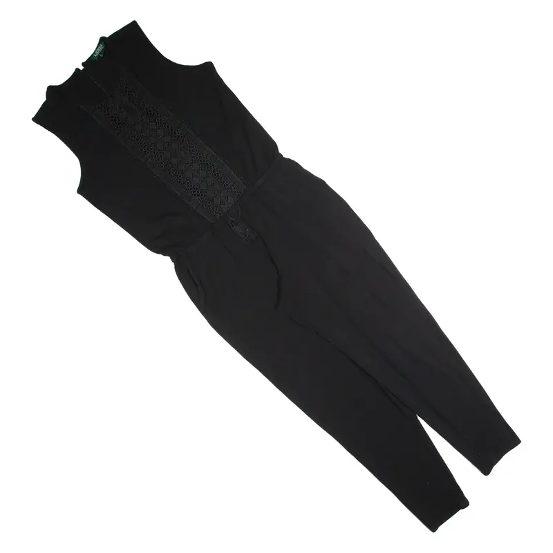 LAUREN RALPH LAUREN Womens Jumpsuit Black Tapered L