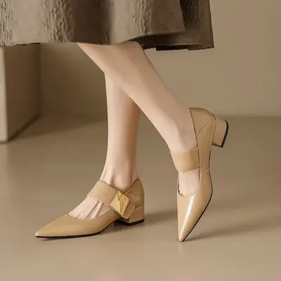 CHIKO Scyler Pointy Toe Block Heels Mary Jane Shoes