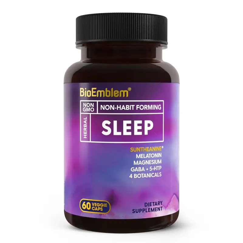 BioEmblem Natural Sleep Aid for Adults with Melatonin, Valerian Root, Suntheanine & More | Healthy Sleep Supplement | Herbal ...