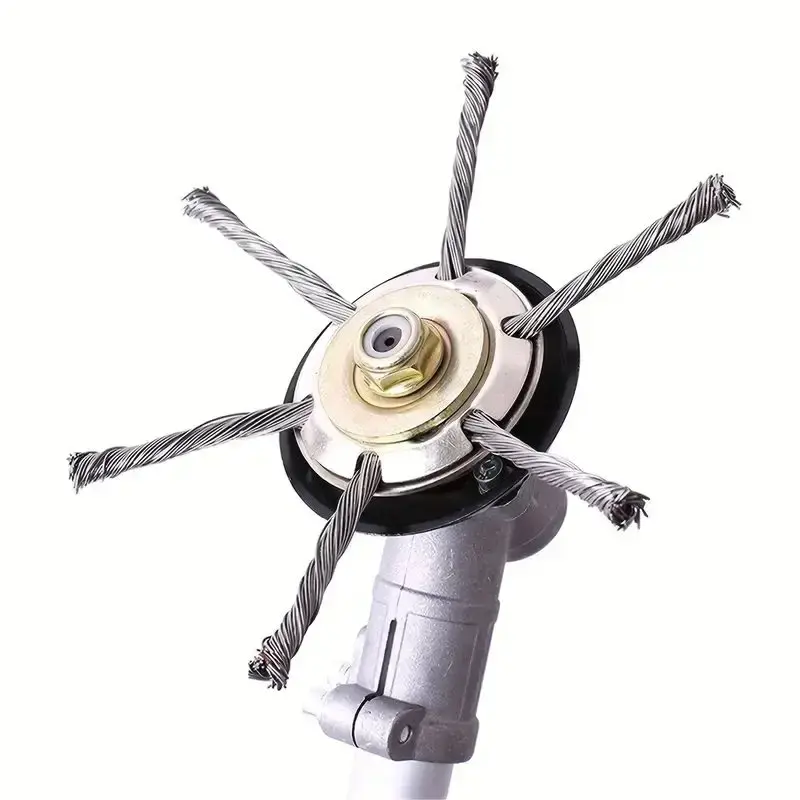 Unbreakable Weed Brush Head, Steel Wire Trimmer Head for Brush Cutter, 24.5mm Attachment for Powerful Weeding and Grass Cutti...