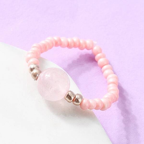 Natural Rose Quartz Stretch Rings