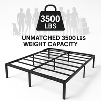 3500 lbs DEHAN Heavy Duty Metal Bed Frame – 3500 LBS Support, No Box Spring Needed, 14” Storage Space, Tool-Free Assembly...
