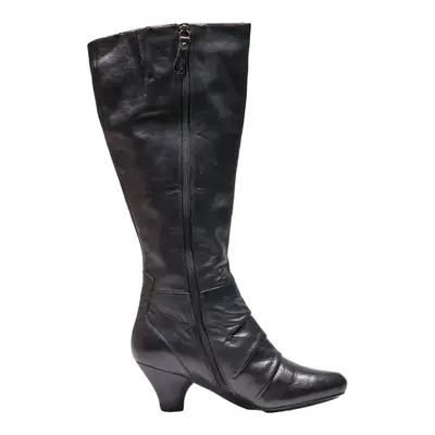 CLARKS High Boots Black Leather Womens UK 4.5