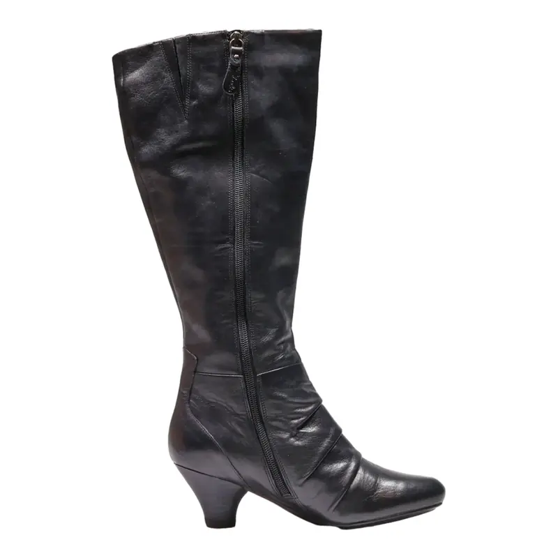 CLARKS High Boots Black Leather Womens UK 4.5
