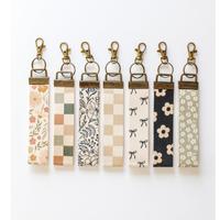 Canvas Wrist Keychain Lanyard, Custom Lanyard, Key Fob Wristlet, Car Key Holder, Cute Keychain, Preppy Bow Boho Smiley Keycha...