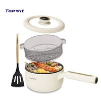 TOPWIT Electric 2L Multifunctional Hot Pot with Non-Stick Fring Pan, Silicone Spatula Included, Portable Pot for Steak, Egg, ...
