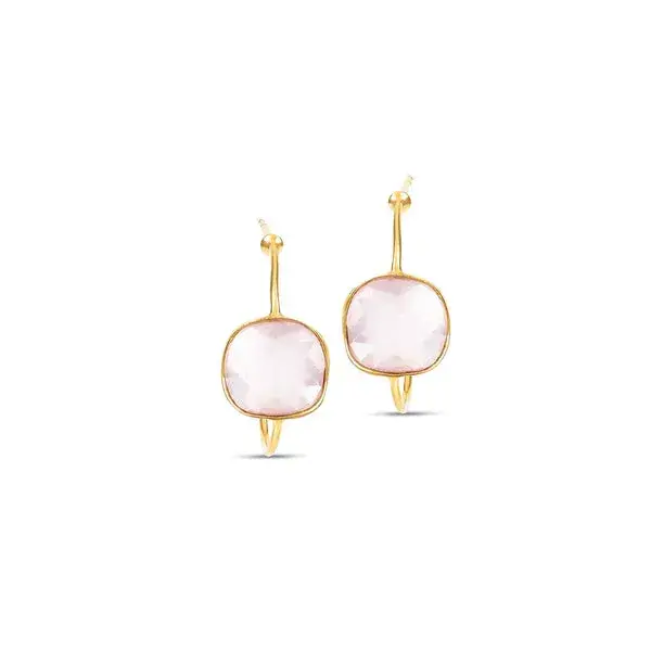 Sophia Pink Quartz Gold Hoop Earrings