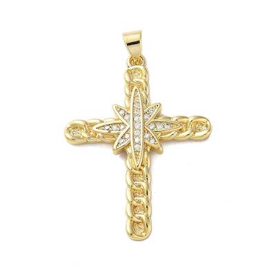 Brass Micro Pave Clear Cubic Zirconia Pendants