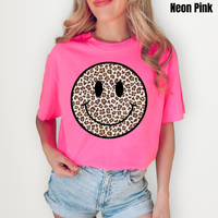 Leopard Happy Face Comfort Colors T-Shirt 'NLB'