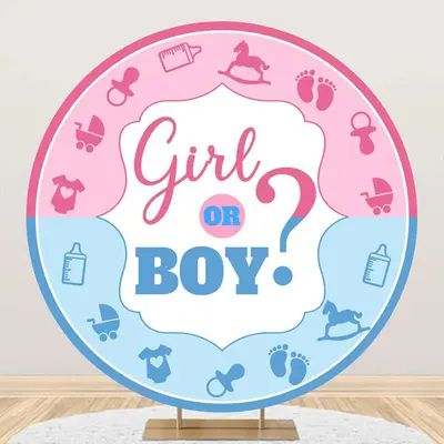 Pink Blue Girl Or Boy Round Gender Reveal Backdrop - Aperturee