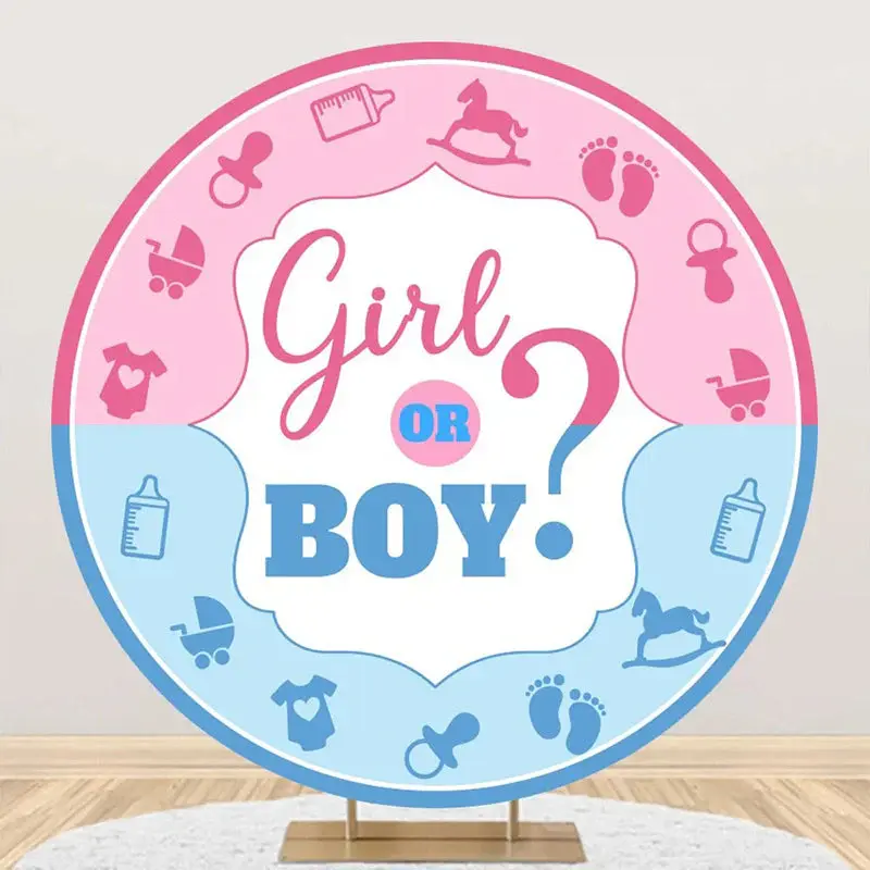 Pink Blue Girl Or Boy Round Gender Reveal Backdrop - Aperturee