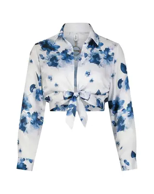 Kira Short Shirt | Size: S | Color: Blue Flowers
