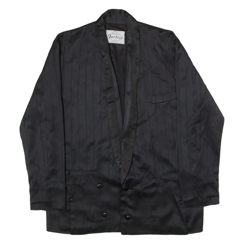 MISTER FACTICE Mens Blazer Jacket Black 90s Pinstripe L