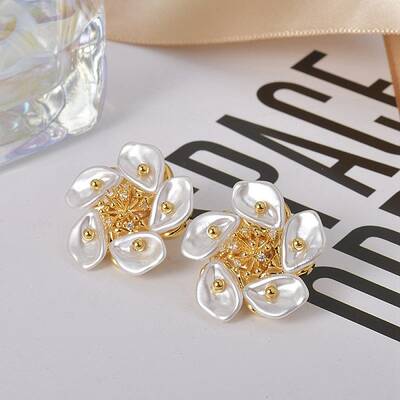 Flower Brass Stud Earring