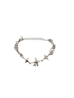 Star & Artificial Gemstone Decor Link Bracelet, Fashionable Jewelry for Women & Girls, Fashion Jewelry for Party, Daily Cloth...