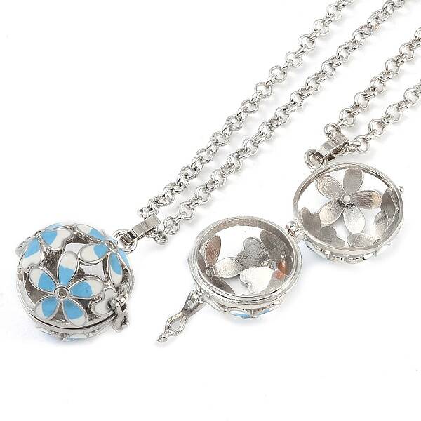 Brass Enamel with Rhinestone Pendant Necklaces