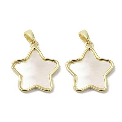 Brass Pave Shell Pendants