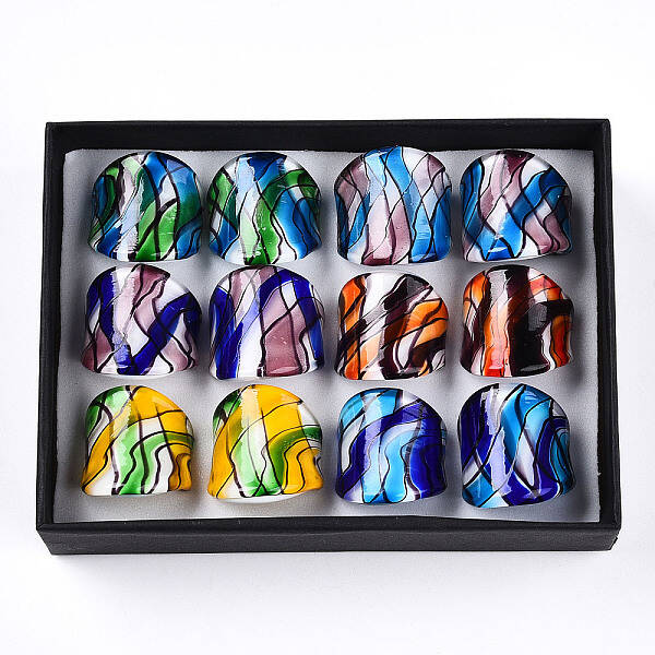 Handmade Lampwork Wide Band Rings