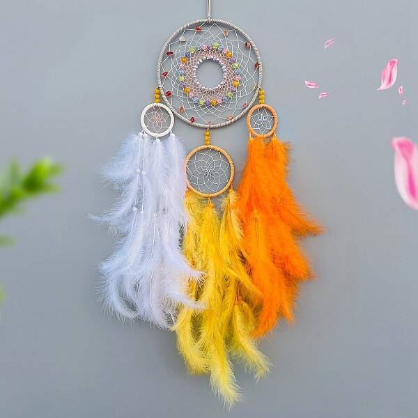 Woven Web/Net with Feather Decorations