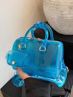 Fashionable Transparent Handbag, Stylish Crossbody Bag, Simple Casual Jelly Blue Bags with Adjustable Strap, Versatile High-q...