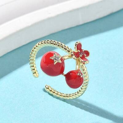 Brass Micro Pave Clear Cubic Zirconia Enamel Adjustable Cuff Rings for Women