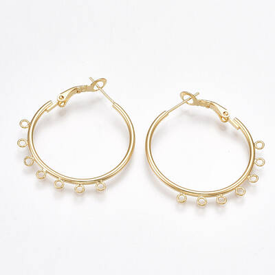 Brass Hoop Earring Findings with Latch Back Closure