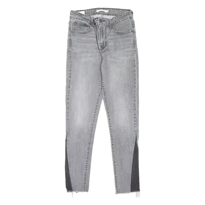LEVI'S 721 High Rise BIG E Womens Jeans Grey Slim Skinny Stone Wash W28 L27