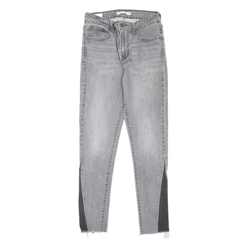 LEVI'S 721 High Rise BIG E Womens Jeans Grey Slim Skinny Stone Wash W28 L27