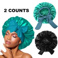 2 Pieces Bonnet for Sleeping, Night Cap Bonnet Extra Satin Silk Bonnet for Sleeping Women with Tie Band for Curly Hair Jumbo ...