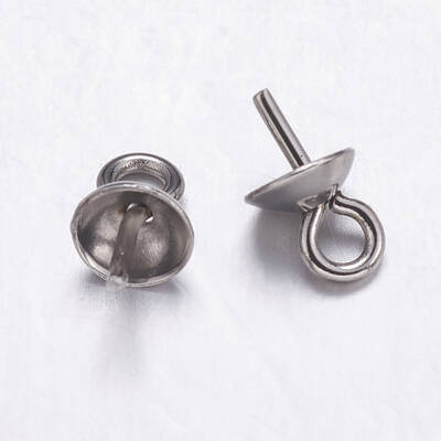 304 Stainless Steel Cup Pearl Peg Bails Pin Pendants