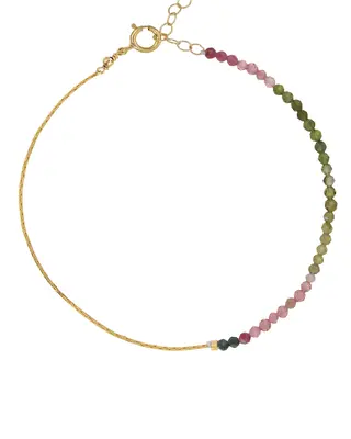Ardella Gemstone Bracelet | Metal Color: Gold | Gemstone: Tourmaline | Length: Adjustable 6 - 7 inches