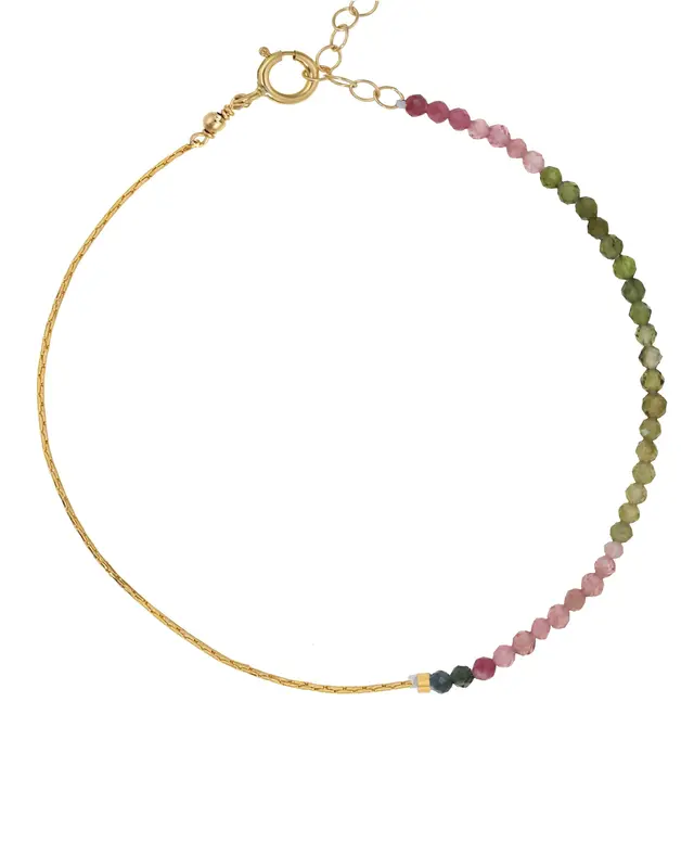 Ardella Gemstone Bracelet | Metal Color: Gold | Gemstone: Tourmaline | Length: Adjustable 6 - 7 inches