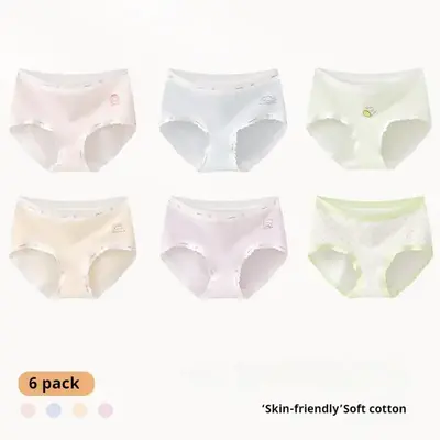 CloudComfort Kids Girls' Underwear - Seamless Organic Cotton Briefs with Stretch Waistband, Hypoallergenic & Breathable  6-Pa...