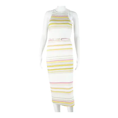 TED BAKER Womens Bodycon Dress White Striped Sleeveless Long XS