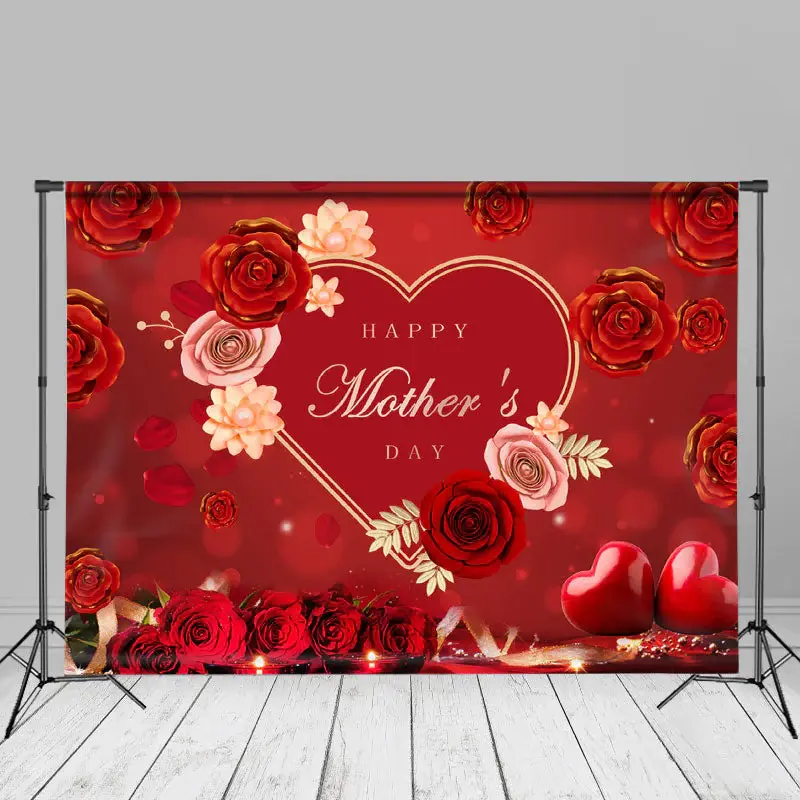 Rad Roses Heart Happy Mothers Day Party backdrop - Aperturee