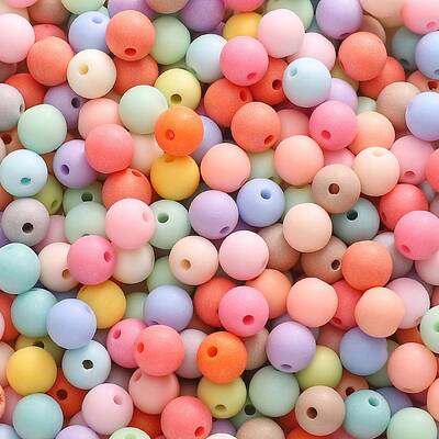 50Pcs Frosted Opaque Acrylic Beads